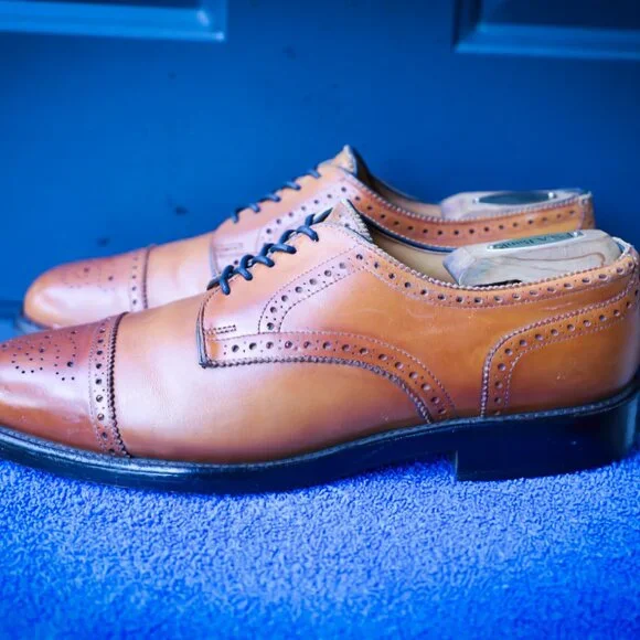 SALE - Allen Edmonds 10.5-D Lexington Burnished Walnut Derby Mens Dress Shoes - Picture 7 of 15